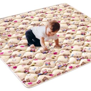 Baby Play Mat, 50" X 50" Foldable Crawling Floor Mat for Playpen, Babies Toddlers Infants, Premium Thicker One-Piece Foam, Anti-Slip Soft Cushioning, Machine Washable Mat for Tummy Time