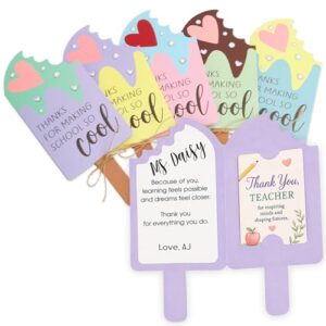 Back to School Teacher Gifts, Set 5 Pcs Icecream Paper Teacher Appreciation Gift Card Holder, Thank You Card for Teachers, Teacher Appreciation Gifts, End of Year Teacher Gifts, Teacher Gifts Bulk
