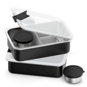 Bakpoco Stainless Steel Bento Lunch Box, 2 Pack 33oz Leak-Proof Lunch Box Containers, Convenient Metal Lunchbox