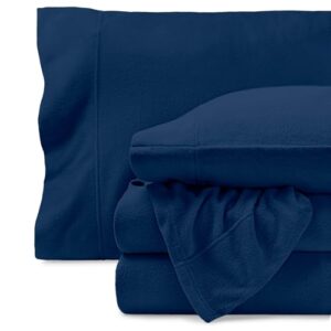 Bare Home Super Soft Fleece Sheet Set (Queen, Dark Blue)