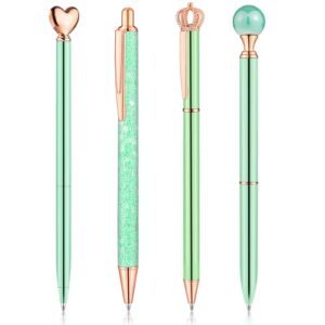 BESARME 4 Pack Green Decorative Pens For Women, Black Ink, Gift Box