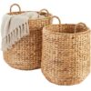 Best Choice Products 2-Piece Round Nesting Baskets W/Handles, Handwoven Water Hyacinth, Plant Holder, Laundry Basket, Storage Organizer, Tote Bins for Bedroom, Living Room, & Laundry Room - Natural