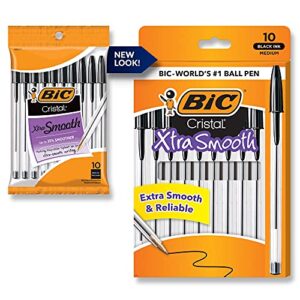 BIC Cristal Xtra Smooth Ballpoint Pen, Medium Point, 1.0mm, Black, 10-Count
