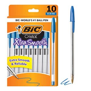 BIC Cristal Xtra Smooth Ballpoint Pen, Medium Point, 1.0mm, Blue, 10-Count