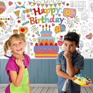 Birthday Party Decoration Giant Coloring Poster, Large Coloring Table Cloth for Versatile Activity Drawing Coloring Paper Poster for Classroom Wall Decor School Gift Art Crafts DIY Table Cover