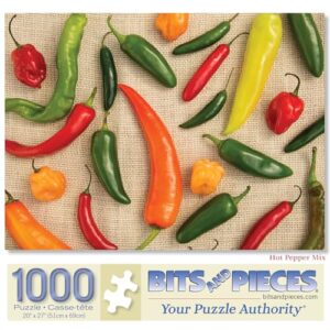 Bits and Pieces – Hot Pepper Mix Jigsaw Puzzle for Adults, Colorful Garden Vegetable Scene, Durable Puzzle for Fun and Relaxation (1000 Piece Puzzle 20" x 27")