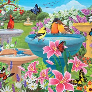 Bits and Pieces – Large 500 Piece Jigsaw Puzzle for Adults – ‘Birdbath Haven’ - Jigsaw Puzzle by Artist Kathy Bambeck, Completed Puzzle Size: 18" x 24"