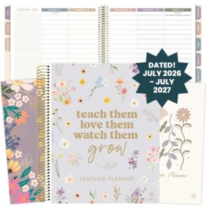 bloom daily planners 2026-2027 Academic Year Teacher Planner & Calendar - 7 Period Lesson Plan Organizer Book for Classroom or Homeschool - 9" x 11" (Interchangeable Cover) - Cool Tones