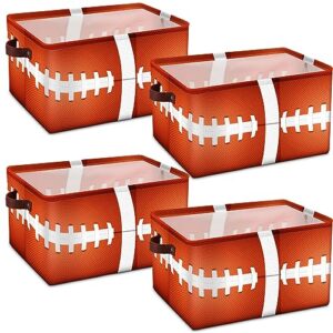 Bokon 4 Pcs Sports Ball Storage Basket, Fabric Bin with Handles, Football