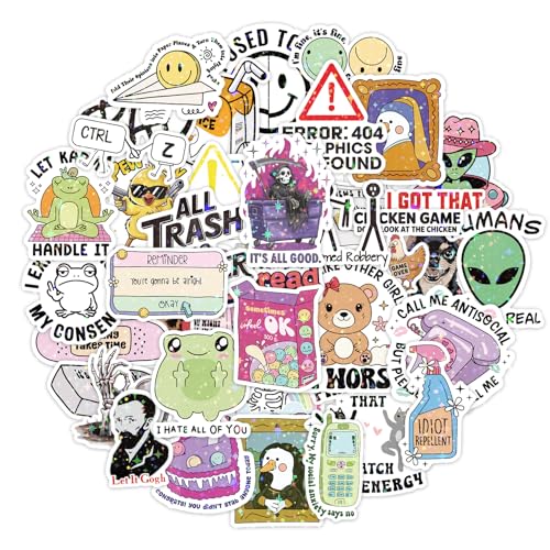 Bomichi 90 Pcs Funny Stickers for Adults, Waterproof Vinyl Holographic Shiny Meme Cute Sticker Pack for Laptop Water Bottles Book Hard Hat Car Bumper Scrapbook DIY