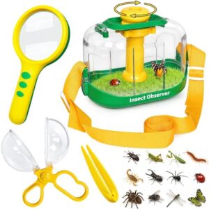 Bug Catcher Kit for Kids, Insect Observation Box Outdoor Explorer Toys, 360° Rotating Viewer with Magnifying Glass & Tweezers, STEM Nature Adventure Gift for Toddlers Boys Girls Age 3-6