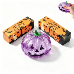 Butter & Pumpkin Squishy,Glitter Halloween Squishy Fidget Toys 3 Pack
