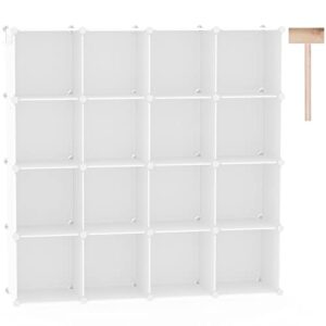 C&AHOME 16 Cube Storage Organizer Cube Shelves Units Storage Cubes, Milky