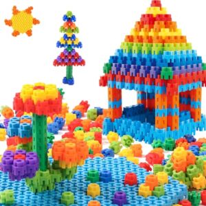 CAPT.GOOSE 300 Pcs Kids Building Blocks with Storage Bag - Interlocking, Colorful Stem Toys for 3+ Year Old - Connects Building Toys for Kids Learning - Kindergarten Educational Toys for 3-5 Years