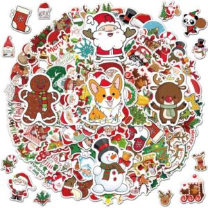 Christmas Stickers, 100PCS Happy Christmas Theme Sticker, Non-Repeating Vinyl Waterproof Holiday Stocking Stuffers, Holiday Gifts for Kids and Teens, Xmas Party Favorite