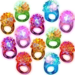 C&H Solutions 18 Pcs/Pack Flashing LED Lights Up Toys,Glow In The Dark Bumpy Rings
