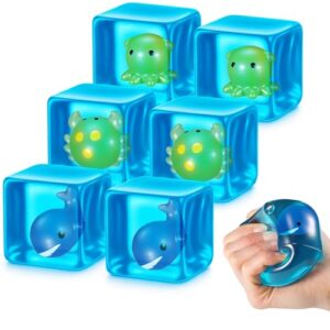 Civaner 6 Pcs Blue Cube with Luminous Marine Life Inside