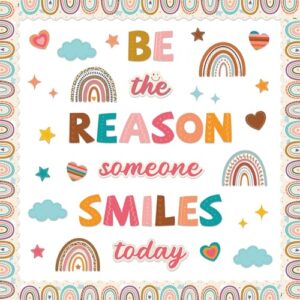 Classroom Bulletin Board Decoration Set Welcome Banner Wall Door Boho Rainbow Classroom Decorations for Kindergarten Preschool Elementary Middle School(Be The Reason Someone Smile Today)