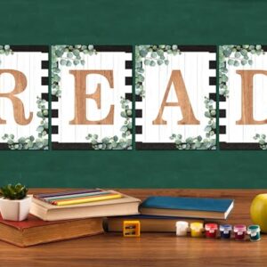 Classroom Decorations Reading Poster for Teachers Eucalyptus Theme Read Sign Bulletin Board and Wall Decor for Preschool, Elementary, Middle School, Daycare, Library
