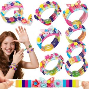 Coiinala Friendship Bracelet Making Kit for Ages 7+ Girl, 488-Piece DIY Charm Rubberband Bracelets Maker with Charm & Stickers, Craft Supplies Arts Maker Jewelry Making kit for Girls