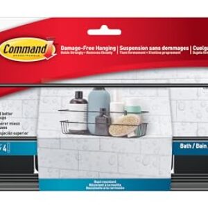 Command Shower Caddy, Matte Black, 1 Caddy, 4 Strips