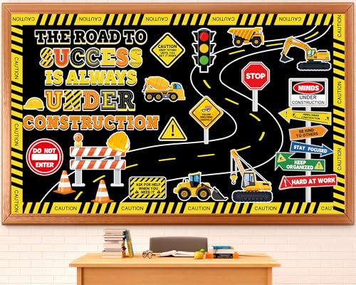 Construction Bulletin Board Decorations Road to Success Cutouts Construction Positive Sign Classroom Decor Traffic Inspirational Bulletin Board for Classroom Chalkboard Back to School Supplies