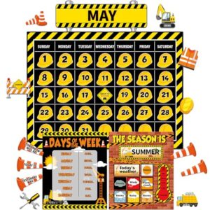 Construction Calendar Bulletin Board Set for Classroom Decoration Construction Calendar Seasons Weather Chart Traffic Themed Bulletin Board Paper Cuts for Teachers Elementary School Classroom