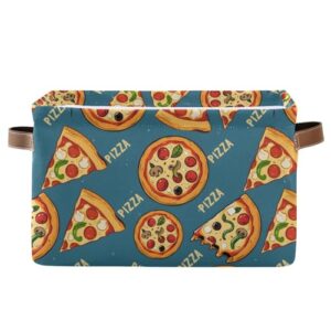 Delicious Pizza Storage Bins Fabric Storage Baskets for Shelves Foldable Baskets with Handles for Clothes