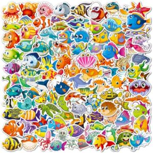 DothRayan Ocean Stickers, Sea Life Stickers for Kids Teens Boys Girls, 100Pcs Waterproof Ocean Animal Sticker for Water Bottle Laptop