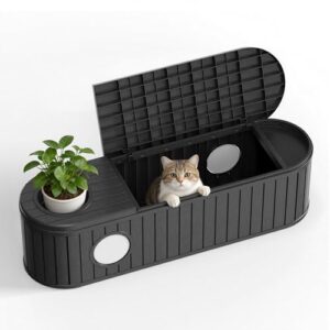 DRATO Outdoor Storage Box, Resin Deck Storage Box Waterproof Patio Storage Box for Indoor & Outdoor Use，Black