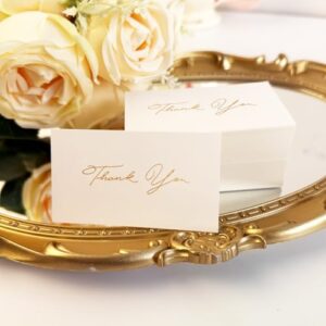 DuiaRiu Gold Mini Thank You Cards Small Business - 100 PK - Flat Card No Fold, 2 x 3.5 Inches Thank You for Your Order Cards Thank You for Your Support Cards for Wedding Professional (White)