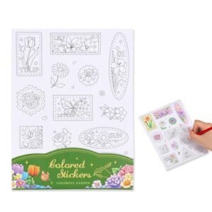 Eccloraff 9 Sheets 100+ Pcs Coloring Book for Women, Coloring Stickers for Adult, Color Letter Flowers Butterfly Inspirational Quote Sticker Scrapbook Stickers for Women,Fun Coloring Activities