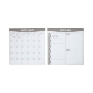 ECR4Kids MessageStor Dry-Erase Glass Board and Magnets, Office Essentials, Grey, 2-Pack