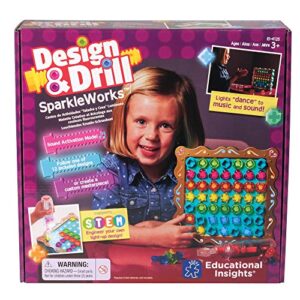 Educational Insights Design & Drill SparkleWorks - Kids Drill Set for Toddlers 3-5, Take Apart STEM Construction Toys for Kids, Toy Tool Set with Working Power Tools, Creative Engineering Sets