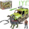 EKU Dinosaur Toys Truck with 10 Sounds, Interactive Brachiosaurus, 15ft Launch, Dino Capture Rescue Fork, Human, Christmas Birthday Gifts for Jurassic World Adventure Set Role Play Boys Girls 3+