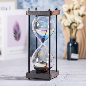 ELAINESTORE Rainbow Hourglass Timer 60 Minute, Wooden Sand Timer, Black