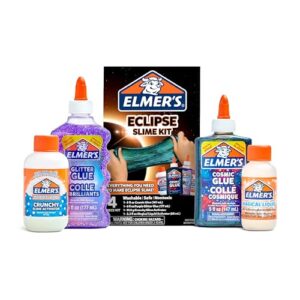 Elmer’s Eclipse Slime Kit, Includes Cosmic Glue, Purple Glitter Glue, Original and Crunchy Slime Activators, 4 Count - Kids Activity, Creative DIY Fun, Arts & Crafts