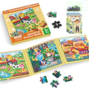 ELX Magnetic Puzzles for Toddlers 3-5 Dinosaur Vehicle Magnetic Travel Toys