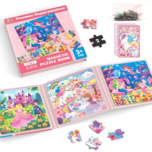 ELX Magnetic Puzzles for Toddlers 3-5, Mermaid Princess Travel Toys Set