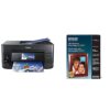 Epson Expression Premium XP-7100 Wireless Color Photo Printer with ADF, Scanner and Copier, Black, Small & Ultra Premium Photo Paper Glossy (8.5x11 Inches, 50 Sheets) (S042175),White