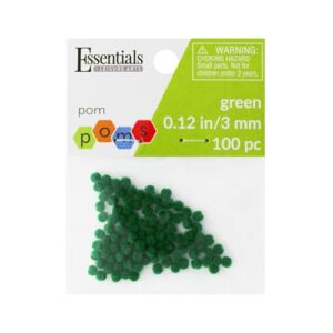 Essentials By Leisure Arts 100 Piece Green 3mm Cotton Pom Poms - Craft Pom Pom Balls