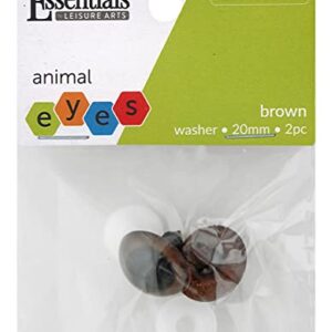 Essentials by Leisure Arts Craft Eyes, Animal Brown, 20mm, Washer Back, 2pc