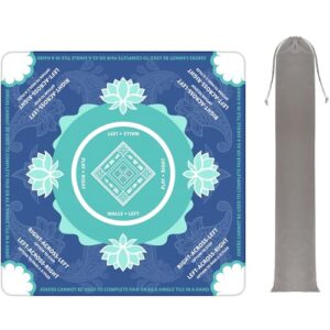 Eueiykw Mahjong Mat for Table with Carrying Bag，31.5 * 31.5in Non-Slip Noise Reduction Gaming Mat for Mahjong, Poker, Board Games, Dominoes (Blue)