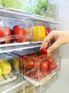 Femoliyes Refrigerator Organizers and Storage Drawer, Stackable Fruit Storage Containers for Fridge, Reusable Fridge Organizer fit for Kitchen Refrigerator and Restaurant Freezer (2 Drawers, Large)