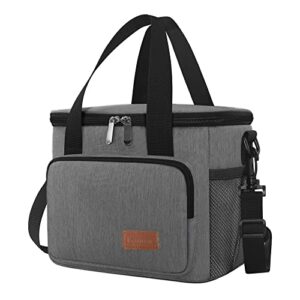 Femuar Lunch Bags for Women/Men, Insulated Lunch Bag for Work Office Picnic - Lunch Cooler Bag Leakproof Lunch Box with Adjustable Shoulder Strap - Grey(8.7L)
