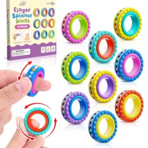 Fidget Toys Sensory Rings for Kids: 9 Pack Multi-Functional Finger Spinner