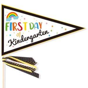 First Day of Preschool Kindergarten Flags, Banner with Ribbons