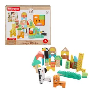 Fisher-Price Wood Jungle Blocks Set Toddler Toy