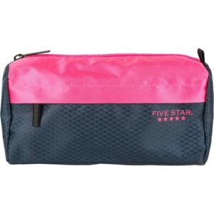 Five Star Pencil Pouch, Pen Case, 9-Pocket Zipper Pouch, Storage Organizer for School Supplies Earbuds Chargers Cables Makeup, Navy/Pink (505600B-ECM)