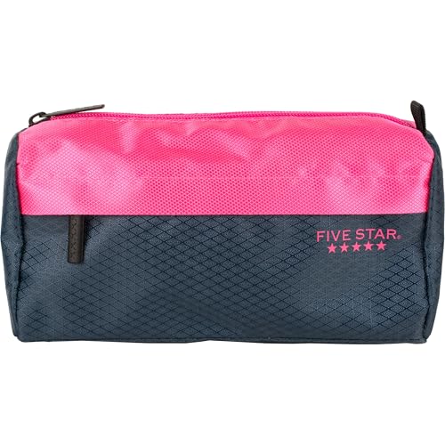 Five Star Pencil Pouch, Pen Case, 9-Pocket Zipper Pouch, Storage Organizer for School Supplies Earbuds Chargers Cables Makeup, Navy/Pink (505600B-ECM)